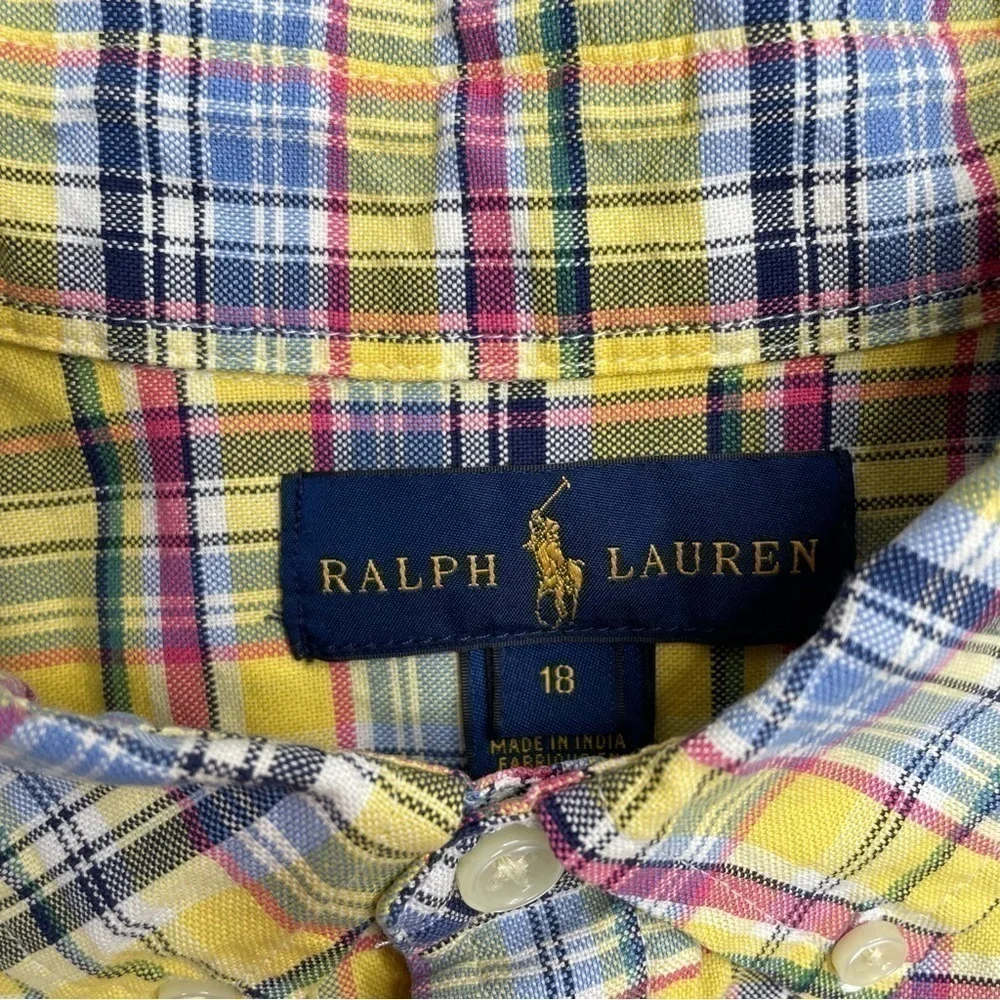 Ralph Lauren Shirt Boys 18 Classic Plaid Button Up Easter Holiday Party Pictures